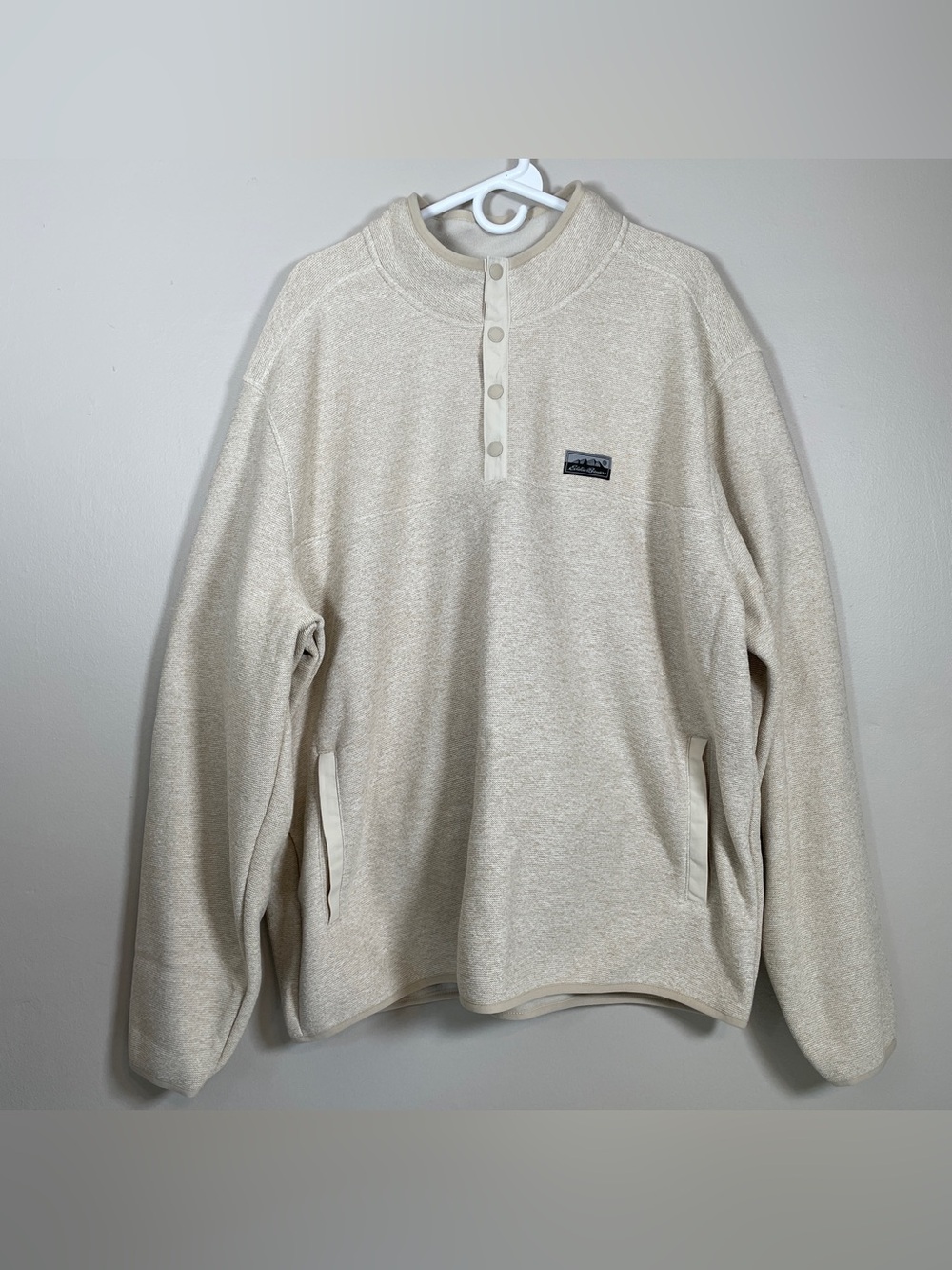 Eddie Bauer Men's Fleece Sweater Classic Fit Long Sleeve Knit T Snap Size XXL